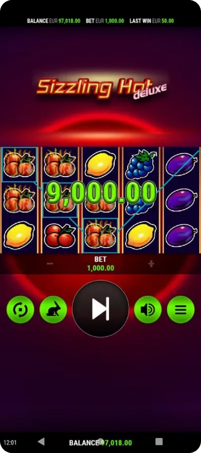 Sizzling Hot Deluxe winnings