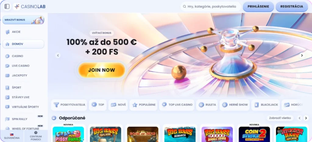 Main page PC version screen CasinoLab