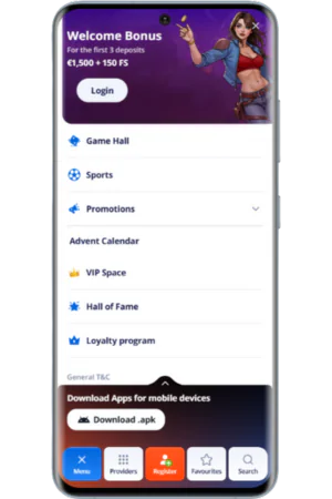 Vulkan Vegas navigácia