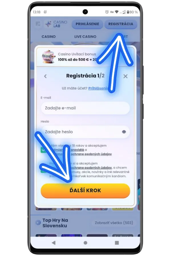 casino automaty registrácia