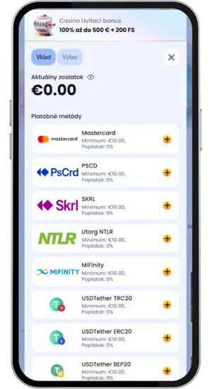Možnosti vkladu v slovenskom kasíne s minimálnym depositom 10 eur